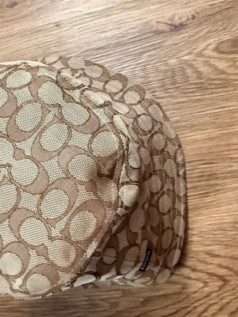 Coach Brown Khaki Signature Monogram Bucket Hat